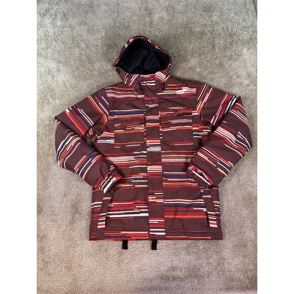 O'Neill Jacket Mens Medium Brown Red Hooded Insulated Ski Snowboard Coat - Picture 1 of 10